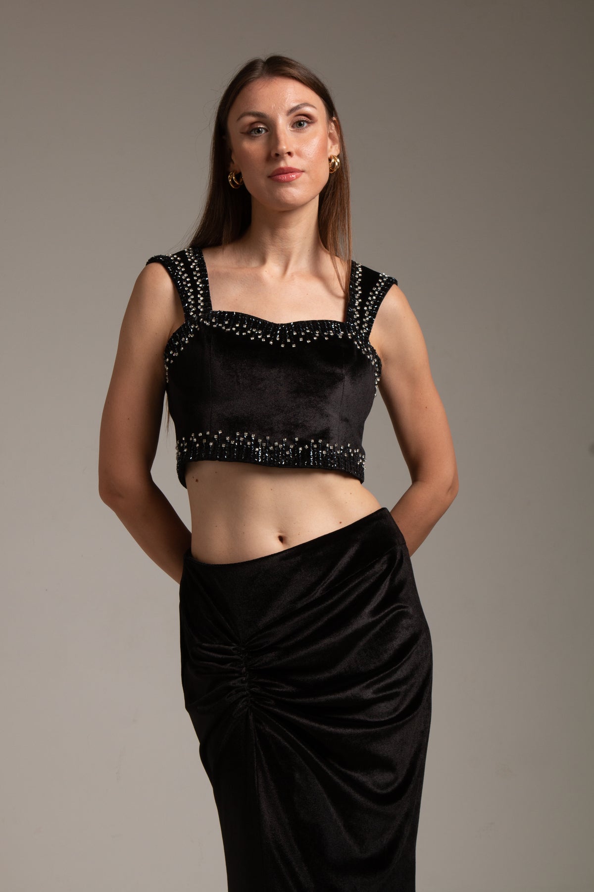velvet crop corset