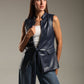 Faux Leather Long Vest