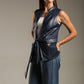 Faux Leather Long Vest