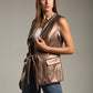 Faux Leather Long Vest