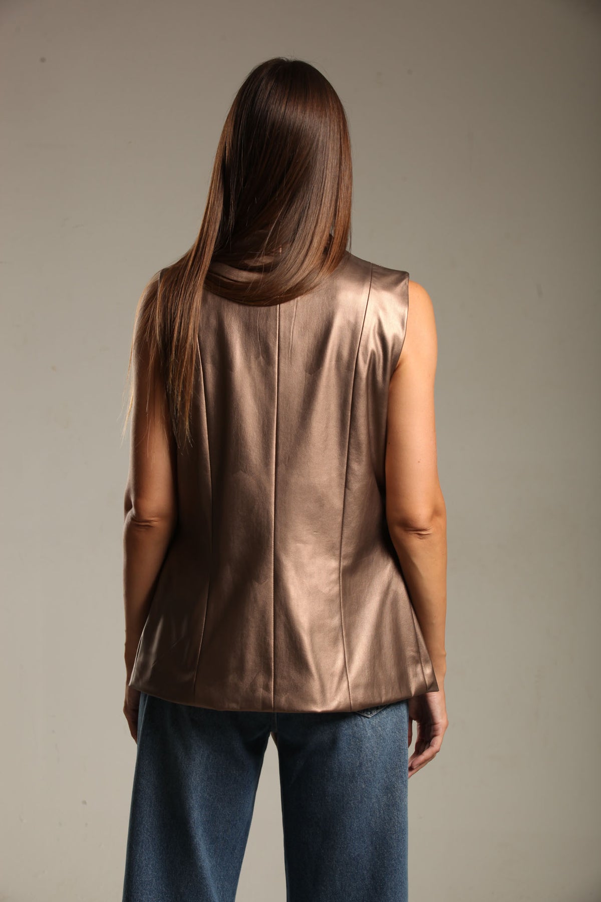 Faux Leather Long Vest