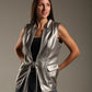 Faux Leather Long Vest