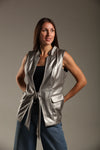Faux Leather Long Vest