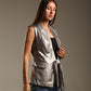 Faux Leather Long Vest