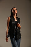Faux Leather Long Vest