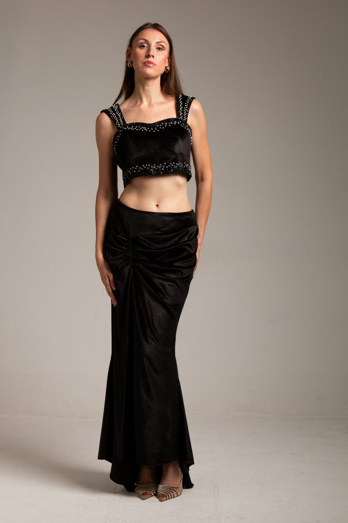 velvet crop corset