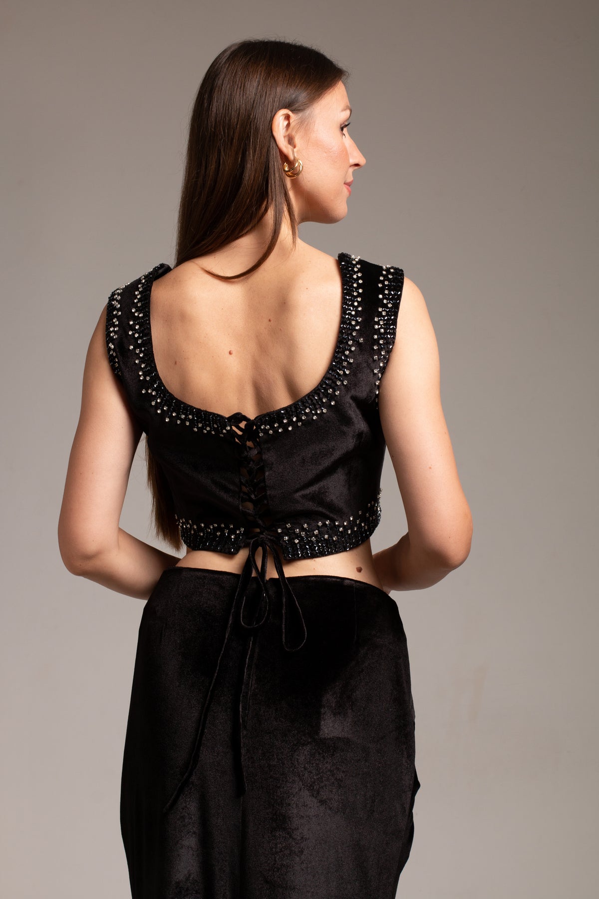 velvet crop corset
