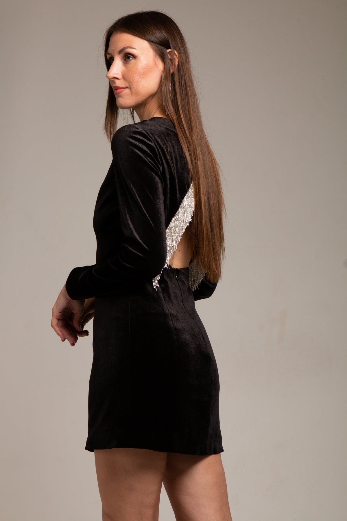 Velvet Short Backless Dress